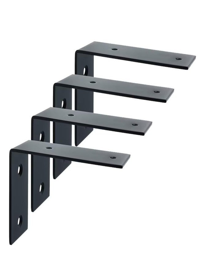 Mooche Black 4PCS Widen L-Shape Wall Brackets for Shelves, Stainless Steel 90° Right Angle Shelf Support Brackets (125 * 85 * 45mm) - Image 1